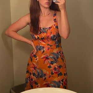 Likely Orange and Blue Sleeveless Scoop Neck Sundress